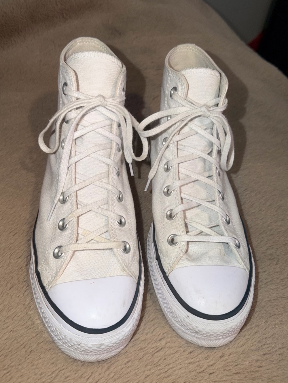 Converse High-Top Platform White Canvas Sneakers